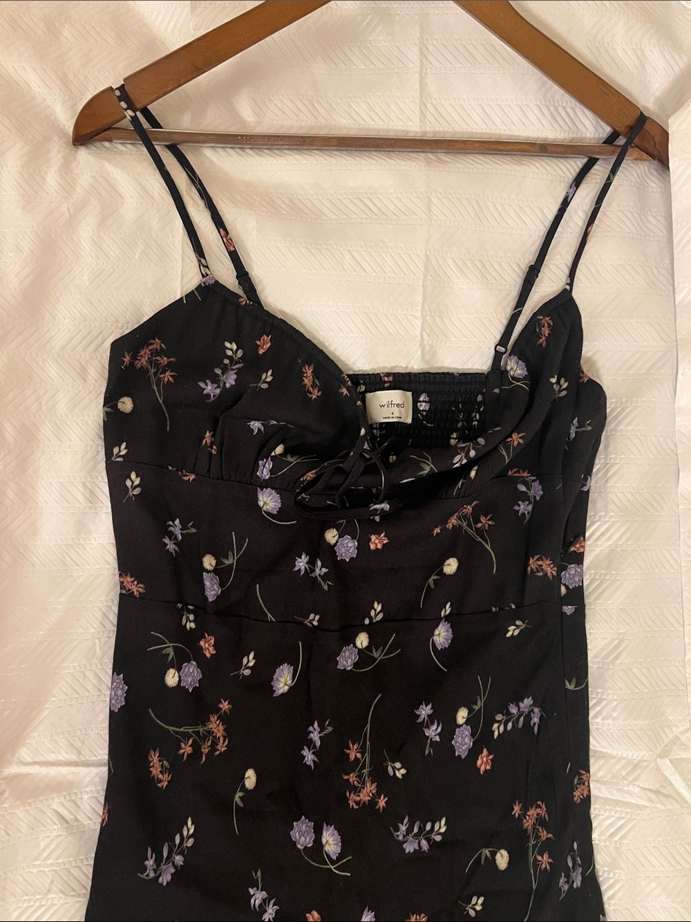 Wilfred Black Floral Cowl-Neck Slip Dress